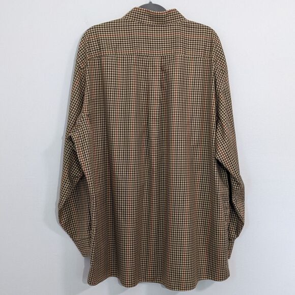 Jos. A. Bank Plaid Button Down Shirt Size 2XL Tan and Green Check Button-Up - Picture 3 of 5
